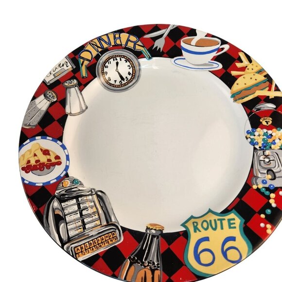 Sakura Roadside By Sue Zipkin 1993 Stoneware Dinner Plates Set Of 5 Retro Route - Picture 6 of 8